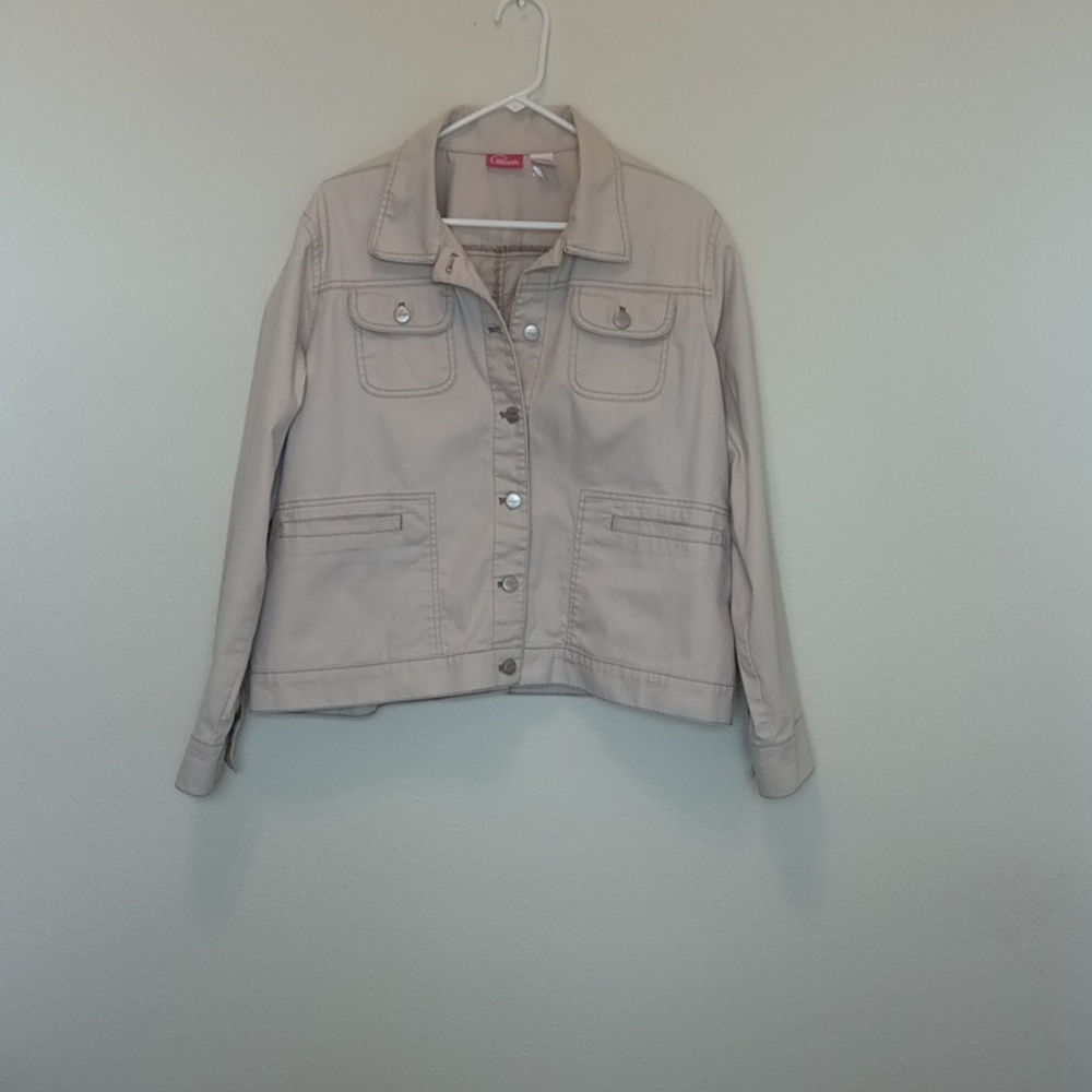 Cappagallo Women's Blazer Jacket Tan color Button front Cotton Blend Size L